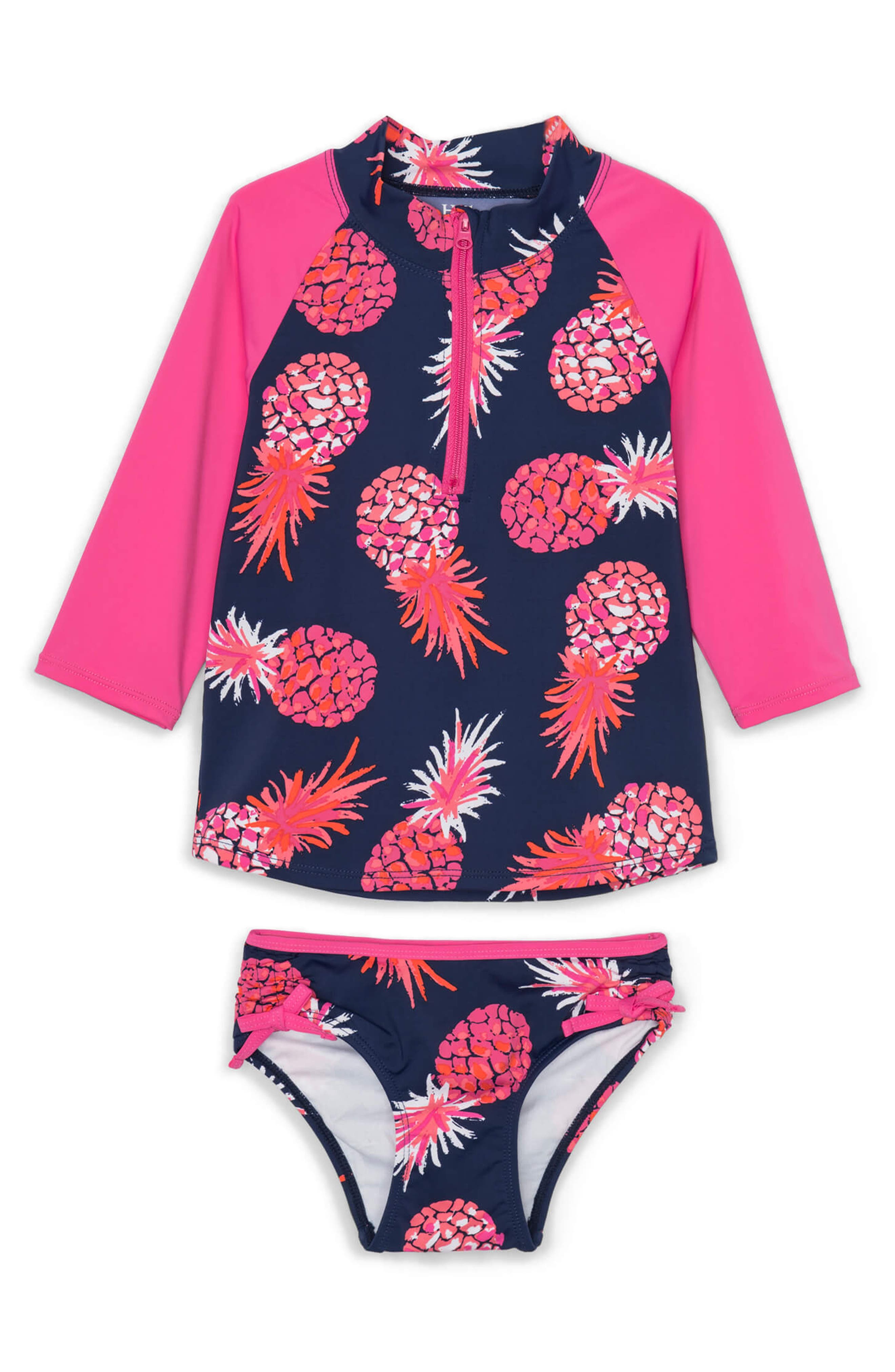 Moily Baby Little Girls Floral Tankini Set Long Sleeve Rash Guard Shirt with Bottoms Surf Bathing Suit 